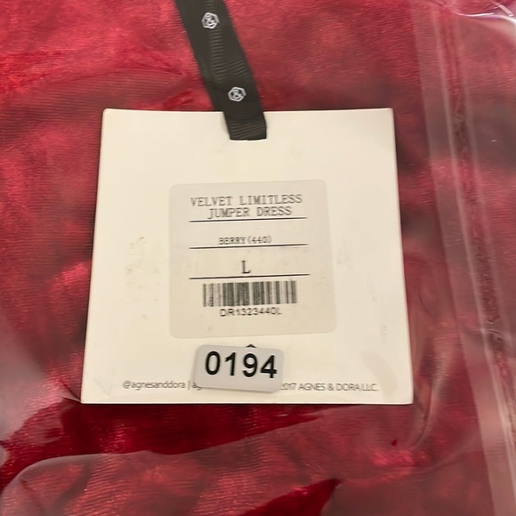 Agnes & Dora Velvet Limitless Jumper Dress Berry NWT Large - Picture 6 of 8